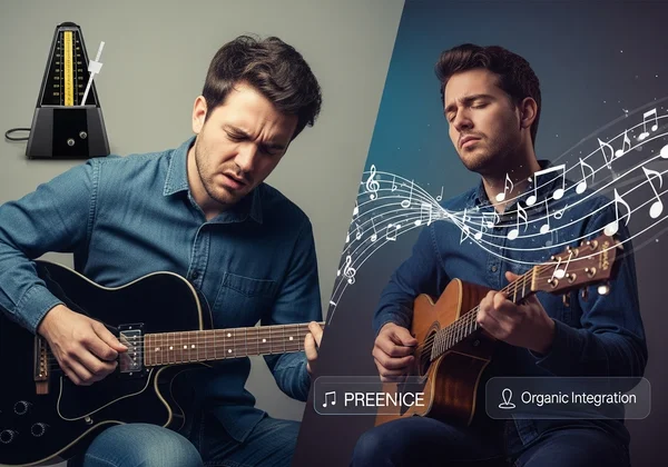 Muzyk czujący się jak robot kontra grający z metronomem