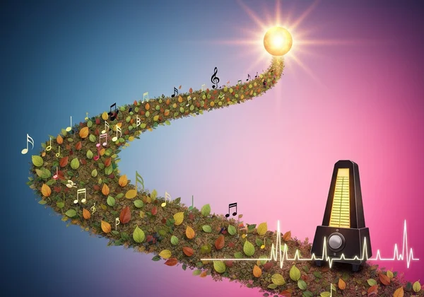 Visual metaphor for consistent metronome practice leading to growth