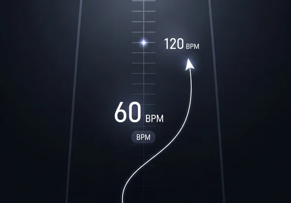Tampilan metronom menunjukkan peningkatan tempo bertahap