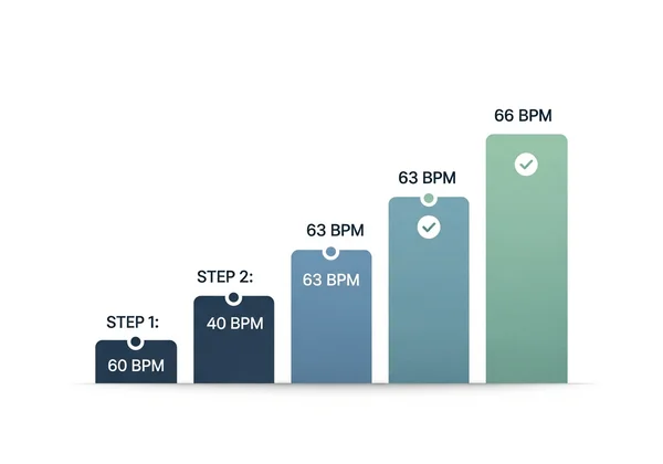 Diagram showing gradual tempo increase steps