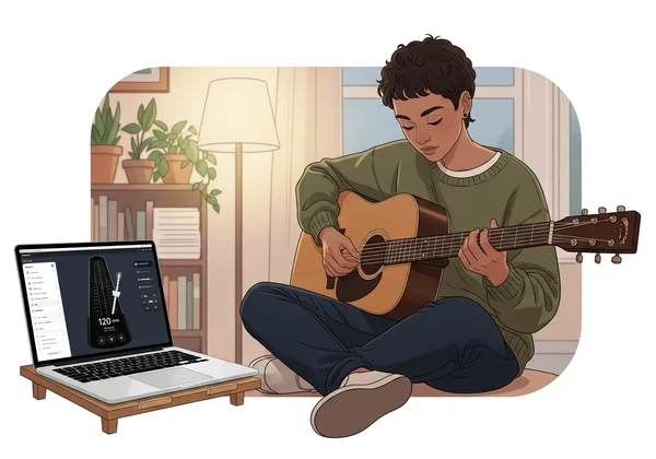 Musician practicing scales with an online metronome