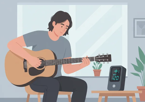 Musician practicing with a metronome